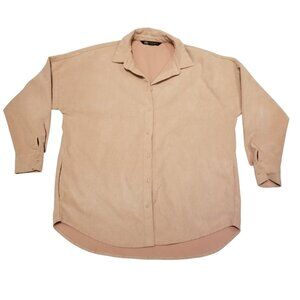 Zara Pinky Nude Corduroy Ribbed Button Down Collared With Pockets XSmall Women's